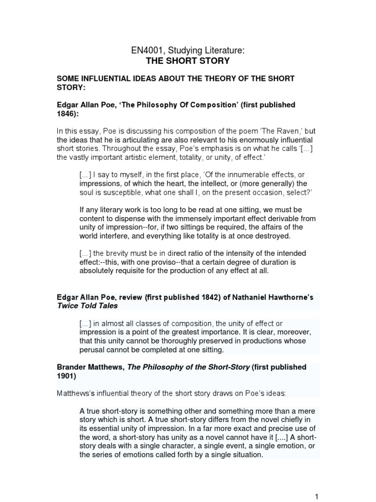 the philosophy of composition pdf the importance of the single effect in a prose tale